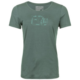 T-shirt fonctionnel femme Ortovox 120 Cool Tec Leaf Logo Ts W 2023 gris / vert arctic grey