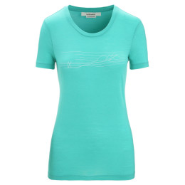 T-shirt femme Icebreaker Tech Lite II SS Tee Ski Stripes vert clair Fresh