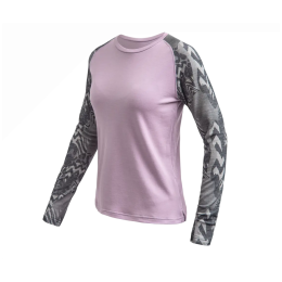 T-shirt technique à manches longues pour femme Sensor Merino Blend Impress rose / gris mystic violet/zebra