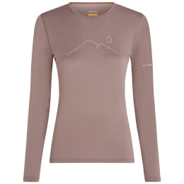 T-shirt fonctionnel femme Icebreaker Women Merino 200 Oasis LS Crewe Rainer Ridge rose Summit