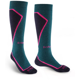 Chaussettes hautes femme Bridgedale Ski Midweight+ Women's bleu / rose petrol/navy/282