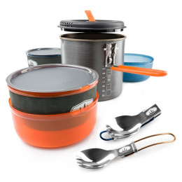 Set de vaisselle GSI Outdoors Halulite Dualist orange / gris