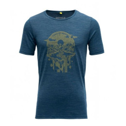 T-shirt fonctionnel enfant Devold Trollvass Merino Tee Jr bleue Flood