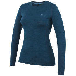T-shirt femme MOOA MerinoSilk 160 long bleu lagoon blue melange
