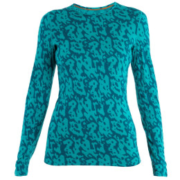 T-shirt fonctionnel femme Icebreaker W Mer 200 Oasis LS Crewe Macro Camo green Flux Green/Dk Flux/Aop