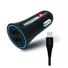 Adaptateur voiture Swissten Car Charger + Lightning Cable vert Black