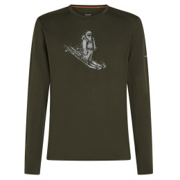 T-shirt fonctionnel homme Icebreaker Men Merino 200 Oasis LS Crewe SkiingYeti vert foncé Dk Loden
