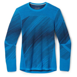 T-shirt thermique homme Smartwool M Intraknit Thermal Merino Base Layer Pattern Crew bleue laguna blue angled