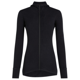 Veste polaire fonctionnelle femme Icebreaker Women Merino Blend 200 RealFleece™ Descender LS Zip Hoodie noir Black