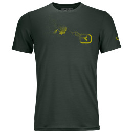 T-shirt fonctionnel homme Ortovox 185 Merino Logo Spray TS green GreenPine