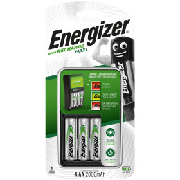 Chargeur Energizer Maxi + 4AA Power Plus 2000 mAh noir / argenté