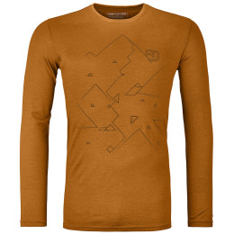 T-shirt homme Ortovox 185 Merino Tangram Ls M orange sly fox