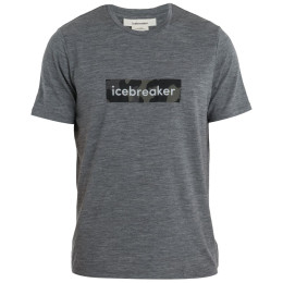 T-shirt homme Icebreaker M Merino 150 Tech Lite II SS Tee Natural Shades Logo girs Gritstone Hthr