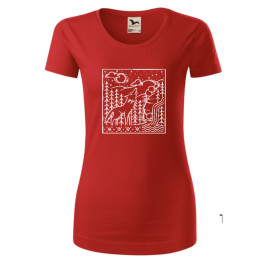 T-shirt femme České parky Wolfie rouge