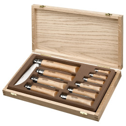Set de couteaux Opinel Inox Coffret en bois avec 10 couteaux (N°02-12)