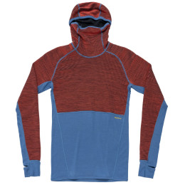 Sweatshirt fonctionnel homme Devold Tuvegga Merino Hoodie Man bleu / rouge CAYENNE