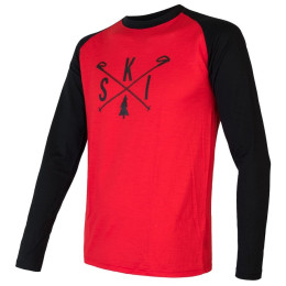 T-shirt homme Sensor Merino Active Pt Ski, dl.rukáv noir / rouge