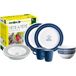 Set de vaisselle Brunner Set tête-à-tête Nautical 8 pcs blanc / bleu