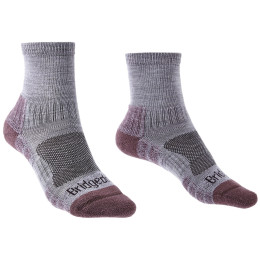 Chaussettes femme Bridgedale Hike LW MP 3/4 Crew Women's gris / rose Heather/Damson/