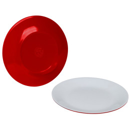 Assiette Bo-Camp Breakfast Plate Melamine 2 rouge Red/White