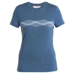 T-shirt fonctionnel femme Icebreaker Women Merino 150 Tech Lite III SS Tee Mountain Lines bleue Dawn