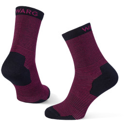 Chaussettes Warg Happy Merino W Mini Stripes noir / rose Black/Pink