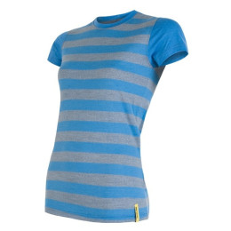 T-shirt femme Sensor Merino Active modré pruhy bleu / gris BlueStripes