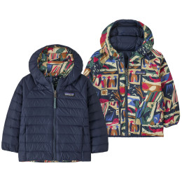Veste enfant Patagonia Baby Reversible Down Sweater Hoody - LCNE bleu Let's Chat: New Navy