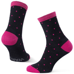 Chaussettes Warg Happy Merino W Mini Dots noir / rose Black/Pink