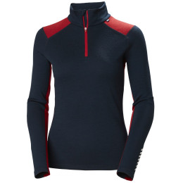T-shirt fonctionnel femme Helly Hansen W Lifa Merino Midweight 1/2 Zip bleue Navy