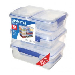 Boîte aliments Sistema Ten Pack Sw transparent Transparent with blue clips