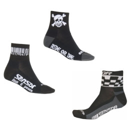 Chaussettes vélo Sensor Race Code-Pirate-Chess 3-pack vert Black
