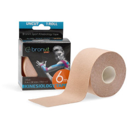 Bande kinésiologie BronVit Sport Kinesio Tape classic 5 cm x 6m beige / blanc