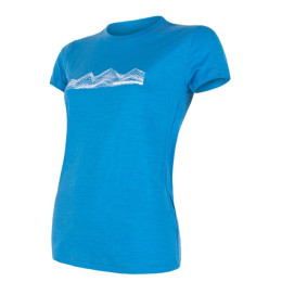 T-shirt fonctionnel femme Sensor Merino Active PT Mountains bleue Blue