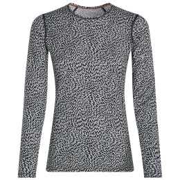 T-shirt fonctionnel femme Icebreaker Women Merino 200 Oasis LS Crewe Flock Forms AOP blanc / noir Mdnav/Snow/Aop