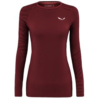 T-shirt femme Salewa Cristallo Warm Amr W L/S Tee. rouge / blanc Syrah