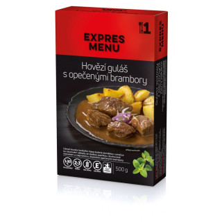 Repas prêt à manger Expres menu KM Goulasch de bœuf avec pommes de terre rôties