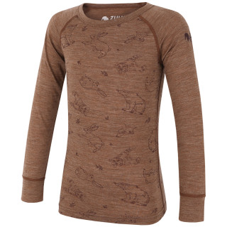 T-shirt enfant Zulu Merino Woody 160 Long brun brown