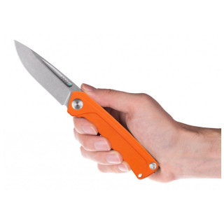 couteau pliant Acta non verba Z200 Stonewash/Plain Edge, G10 orange Orange