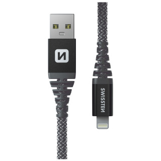 Câble données et chargement Swissten Kevlar USB/Lightning 1,5 m gris foncé Antracit