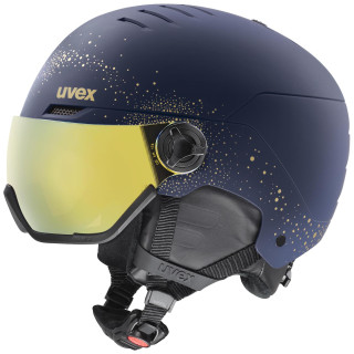 Casque de ski femmes Uvex Wanted Visor WE bleu foncé polar sparkles-gold matt