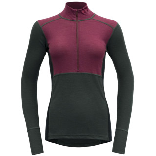 T-shirt fonctionnel femme Devold Lauparen Merino 190 Zip Neck Wmn noir / rouge Beetroot/Woods/Ink