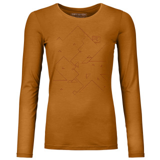 T-shirt femme Ortovox 185 Merino Tangram Ls W orange sly fox