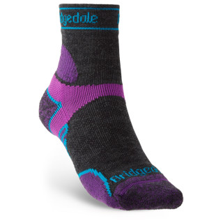 Chaussettes femme Bridgedale LW T2 MS 3/4 Crew Women's noir / violet Charcoal/Purple/