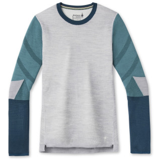 T-shirt fonctionnel femme Smartwool W Intraknit Merino 200 Colorblock Crew gris / vert LightGrayHeather