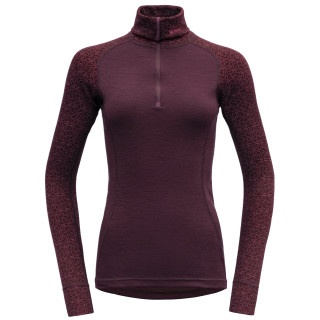 T-shirt fonctionnel femme Devold Duo Active Merino 205 Z.Neck rouge Port