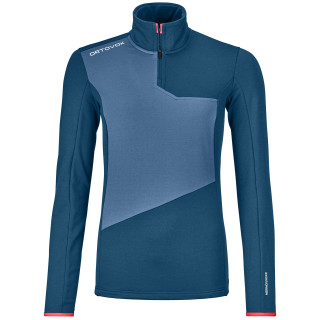 Sweat-shirt femme Ortovox Fleece Light Zip Neck W bleue petrol blue