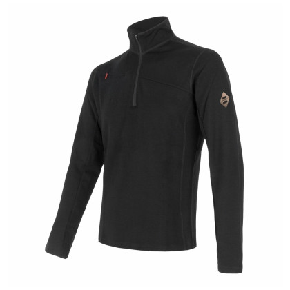 Sweat-shirt homme Sensor Merino Upper krátký zip vert Black