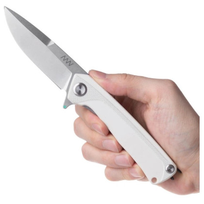 couteau pliant Acta non verba Z100 BB Stonewash/Plain Edge G10 blanc white