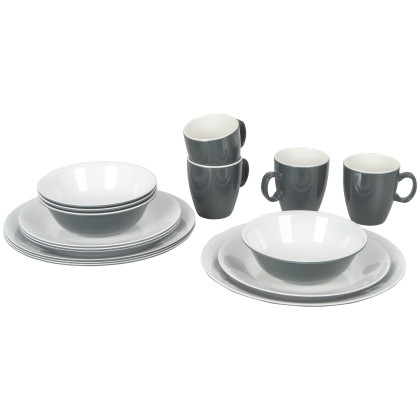 Set de vaisselle Bo-Camp Tableware Two tone - 16ks girs Grey